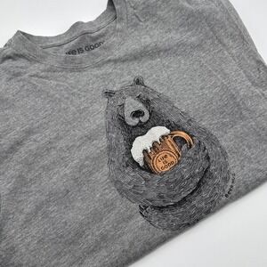 Life Is Good Crusher T Shirt Mens‎ Medium Short Sleeve Beer Hugger Gray